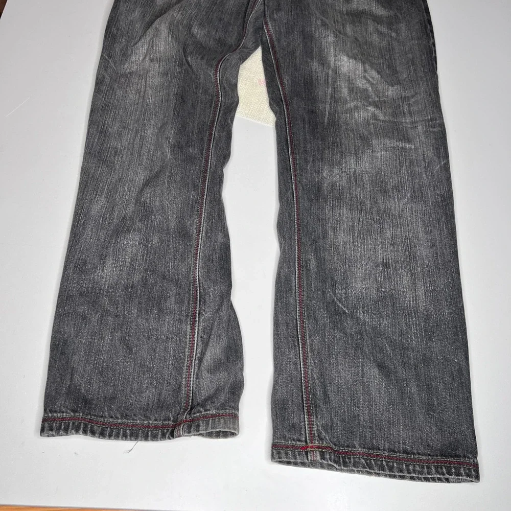 Coogi Jeans‎ Mens 36x34 Black Faded Denim Embroidered Patchwork Straight Leg Y2K